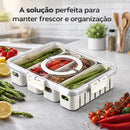 Pote Hermético Organizador de Geladeira com 4 Divisórias