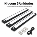 Luminária LED Sem Fio USB Recarregável 40cm com Sensor de Movimento para Armário, Guarda-Roupa, Cozinha e Quarto