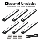 Luminária LED Sem Fio USB Recarregável 40cm com Sensor de Movimento para Armário, Guarda-Roupa, Cozinha e Quarto