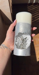 [Compre 1 e Leve 2] Vela Artesanal São Miguel Arcanjo - Prata Celestial e Cristais Brancos