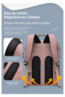 Mochila Maternidade Multifuncional com Trocador Portátil, Alças para Carrinho e USB – Preto, Cinza ou Rosa