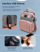 Mochila Maternidade Multifuncional com Trocador Portátil, Alças para Carrinho e USB – Preto, Cinza ou Rosa