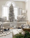 Árvore de Natal Artificial Slim King Flock® de com 650 Luzes LED Branco Quente
