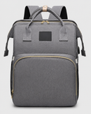 Mochila Maternidade Multifuncional com Trocador Portátil, Alças para Carrinho e USB – Preto, Cinza ou Rosa