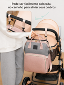 Mochila Maternidade Multifuncional com Trocador Portátil, Alças para Carrinho e USB – Preto, Cinza ou Rosa