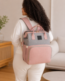 Mochila Maternidade Multifuncional com Trocador Portátil, Alças para Carrinho e USB – Preto, Cinza ou Rosa