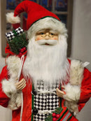 PAPAI NOEL EM PÉ VERMELHO, BRANCO E PRETO 80CM