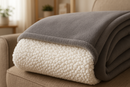 Manta Sherpa Dupla Face Cinza e Branca 150x200cm