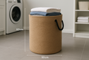 Cesto de Roupas Juta Natural com Alças Corda Preta 50x60cm