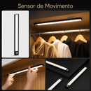 Luminária LED Sem Fio USB Recarregável 40cm com Sensor de Movimento para Armário, Guarda-Roupa, Cozinha e Quarto