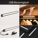 Luminária LED Sem Fio USB Recarregável 40cm com Sensor de Movimento para Armário, Guarda-Roupa, Cozinha e Quarto